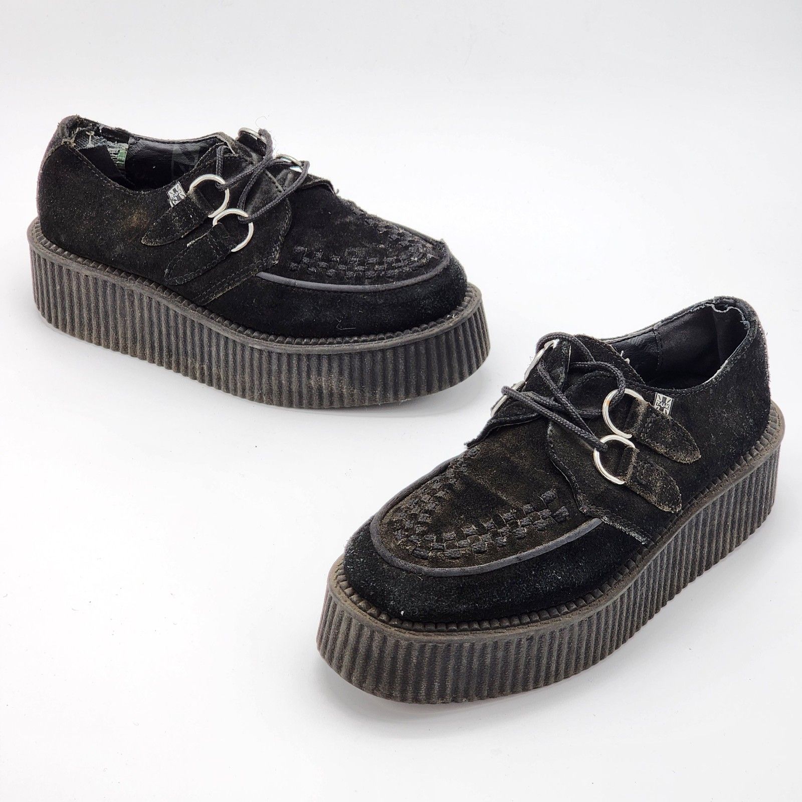 T.U.K. Tuk Vintage Viva Mondo Creepers Platform Shoes Black Suede Women's Size 7